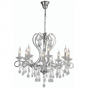 Lámpara de techo colgante Diyas Inspired Vela 8 luces cromo pulido y cristal