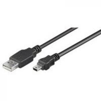 Cable de alta velocidad USB 2.0 Microconnect de 3 metros, con conexión USB A a Mini-USB B en color negro