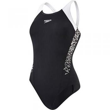 Speedo Boom Splice Muscleback Bañador, Mujer, Negro