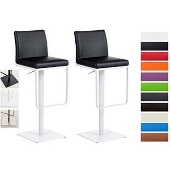Set 2 Taburetes Altos Panamá Ajustables y Giratorios en Piel Sintética Negro y Blanco