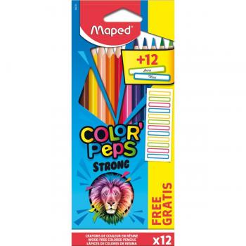 12 Lápices De Colores STRONG Con 12 Etiquetas Gratis Para Nombre Maped