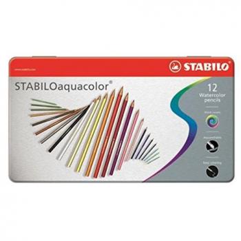 Stabilo - Lápices acuarelables Aquacolor - Caja de metal de 12 unidades