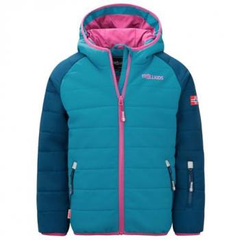 Chaqueta de esquí Trollkids Hafjell Pro para niños, color turquesa oscuro/azul Madeira/bahía, 128 cm