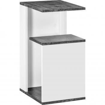 Mesa Auxiliar HOMCOM de Noche con 2 Estantes de Almacenamiento para Dormitorio Salón Cama Oficina Estilo Moderno Gris y Blanco
