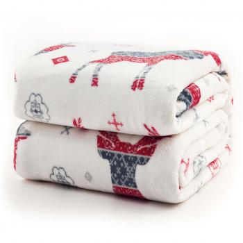 Bedsure Manta para Sofás de Franela 220x240cm - Manta Cama 135/150 de Patrón Alce Reversible de 100% Microfibre Extra Suave - Manta para Regalo Roja/Blanca/Gris Transpirable