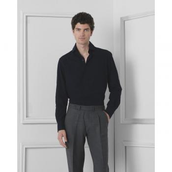 Silbon - Camisa de hombre slim lisa en azul marino y sport unique seersucker azul marino para Hombre