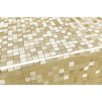 Mantel de cocina antimanchas 140x160 cm metalizado brillante plastificado a cuadros dorados