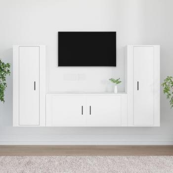 Set de muebles de TV 3 piezas madera contrachapada blanca vidaXL