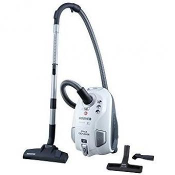 Hoover Space Explorer SL10 - Aspirador con bolsa, Cepillo suelos de parquet, Accesorios a bordo, Sistema Nanopack para almacenar, Filtros Epa, Depósito 3L, 700W, 75dBA, Cable 7m, Plástico, Blanco