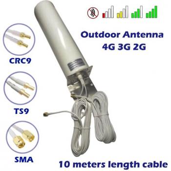 Antena 3G 4G de alta ganancia en forma de barril, omnidireccional, conector SMA TS9 CRC9 y cable de 10 metros para amplificador de señal y extensor de enrutador