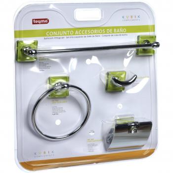Toyma 0869/43 - Conjunto de accesorios baño, diseño Kubik, color pistacho traslucido