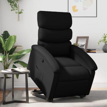 Silla de elevación de cuero negro Vidaxl, sillón reclinable, elevable, cuero artificial, color negro