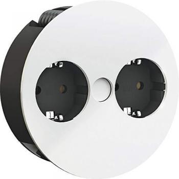 Bachmann 931.250 Twist Unidad de Toma de Corriente, 2X enchufes con Puesta a Tierra, Blanco Mate