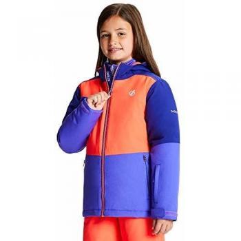 Dare 2b Legit Waterproof & Breathable Foldaway Hooded Ski & Snowboard Jacket with High Loft Insulation and Snowskirt Chaquetas aislantes Impermeables, Infantil, Simply Purple/Fiery Coral, 9-10