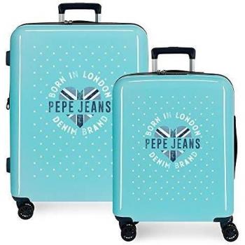 Pepe Jeans Emory Juego de Maletas Azul 55/70 cms Rígida ABS Cierre TSA 119.4L 4 Ruedas Dobles Equipaje de Mano