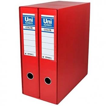 Unisystem 92327. Módulo de 2 Archivadores de Palanca 65mm, Color Rojo, Formato A4