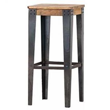 Taburete industrial de acero y madera Madison 75cm
