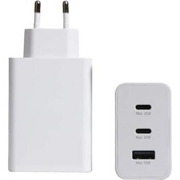 Cargador Klack de 65W con 2 Puertos USB-C + 1 Puerto USB-A (Blanco)