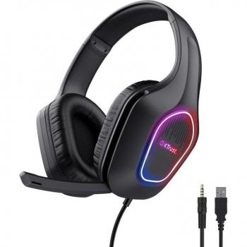 Auriculares Gaming Trust GXT 416 Zirox con Micrófono, Conexión Jack 3.5 y USB, Color Negro