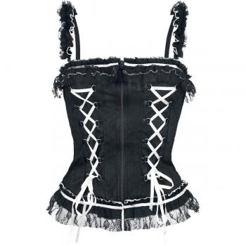 KuroNeko Top Corset Gótico Top Mujer negro-blanco L