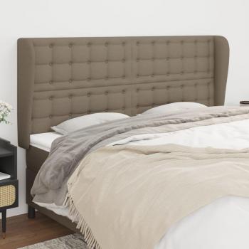 Cabecero Tortorora con orejas en tela gris taupe 203x23x118/128 cm