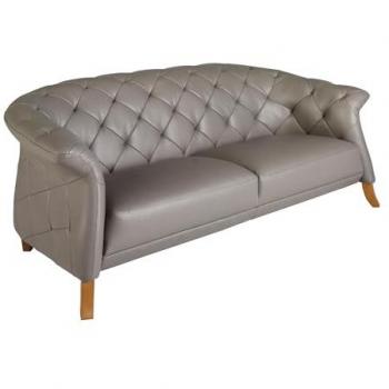 Sofá Chester 2 Plazas Piel Gris Elegante y Confortable - 207 x 104 x 82 cm