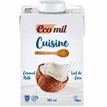 Ecomil Cusine Coco Bio 500 ml. Crema a base de leche de coco bio para cocinar. Sin lactosa, sin gluten, sin azúcares añadidos, sin soja, sin huevo, sin proteína láctea y con bajo contenido en sal