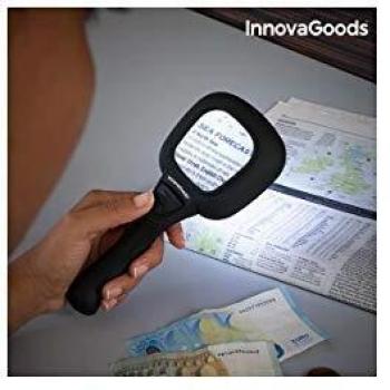 InnovaGoods Lupa con Luz LED y Ultravioleta 3X, Negro, Unitalla