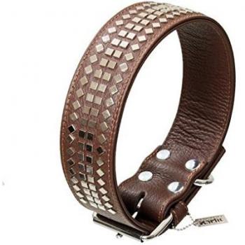 Collar Vintage para Perro con Remaches Cuadrados - 60 cm x 50 mm - Marrón
