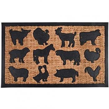 Alfombra de Entrada para Botas Animales de Granja de Coco y Goma 75 x 45 cm