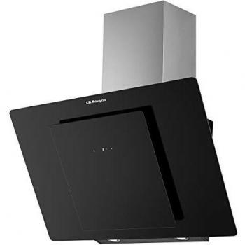 Orbegozo DS 75190 N - Campana extractora decorativa 90 cm, frontal de cristal templado, capacidad de extracción 579 m3/h, iluminación LED, 3 niveles de potencia