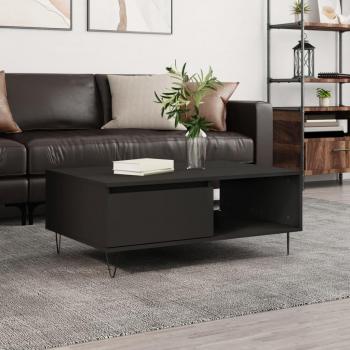 Mesa de centro de madera de ingeniería 90x60x35 cm en blanco y negro, estilo moderno, para salón o comedor, mesa auxiliar de café