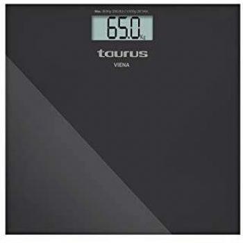Taurus Viena Báscula de baño Digital, diseño Slim, 28 x 28 x 2 cm, kg/LB, Pantalla Grande, fácil Lectura, máximo 180 kg/mínimo 3 kg, Color Gris metálico