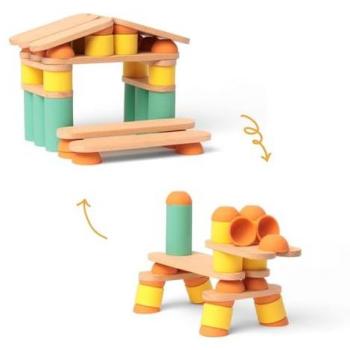 Juego Educativo de Construcción OPPI Stix 60 Piezas Multicolor con Folleto de Instrucciones y 50 Tarjetas de Descarga para Niños de 2 a 12 Años