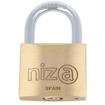 Candado Niza Arco Corto 25 - Latón Mate, Amig, resistente a la corrosión, diseño compacto, ideal para uso en interiores y exteriores
