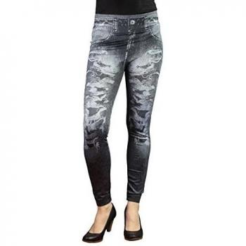 Tregging para Mujer aspecto usado en negro | Leggings apariencia vaqueros |Pantalon skinny Slim