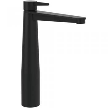 Mezclador elevado de lavabo Villeroy & Boch Conum con desagüe Push Open en negro mate
