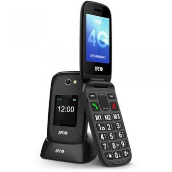 Teléfono Móvil SPC Harmony 2 para Personas Mayores - 4G, Doble SIM, Teclas Grandes, Botón SOS, Volumen 104dB, Resistente IP44, Color Negro