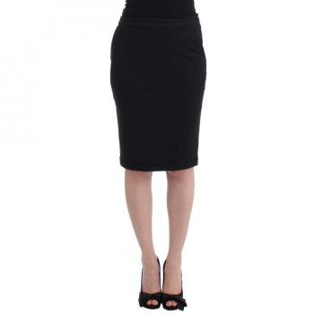 GF Ferre Black Straight Pencil Skirt - IT42|M, Size: S, Knee Length