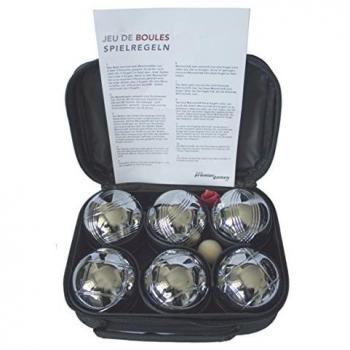 Premiergames Juego de 6 bolas de petanca en bolsa con cremallera | seis bolas de petanca con bolsa | juego de boule para familias | bolas con bola de tiro