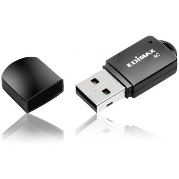 Adaptador de Red Inalámbrico Edimax EW-7811UTC, USB 2.0, Doble Banda (150Mbps en 2.4GHz y 433Mbps en 5GHz), Color Negro