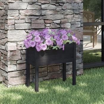 Black Solid Pinewood Garden Planter 70x31x70 cm