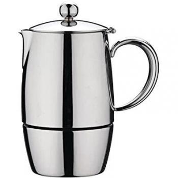 Café Stal BEC-03M Café Stål Bellux Range 18/10 Stainless Steel Espresso Coffee Maker Classic Style Stovetop Italian Moka Pot Design, Hollow Cool Touch Handles, 3-Cup