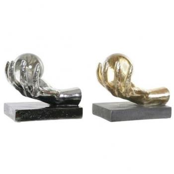 Figura Decorativa DKD Home Decor Cristal Plateado Dorado Resina Mano 20 x 14 x 18 cm