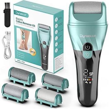 Lima electrica pies Quita Durezas para Pies Electrico,Callos Pedicura DynaBliss Eliminar Callos Pies Durezas Pedicura Pies Cuidado,4 El Rodillos de Recambio,Batería 2200mAh,2 Velocidades Impermeable