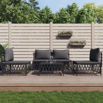 vidaXL 5-Piece Anthracite Steel Garden Lounge Set with Cushions