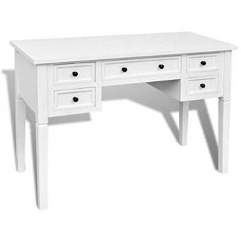 vidaXL White Writing Desk with 5 Drawers