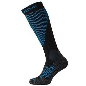 Odlo Ski Muscle Force Warm Calcetines, Unisex Adulto, Graphite Grey/Blue Jewel, 45-47
