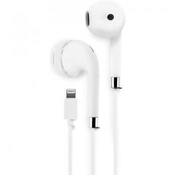 Mooov Auriculares In-Ear con Conector Lightning MFI y Micrófono Integrado, Longitud de Cable 1.2m - Color Blanco