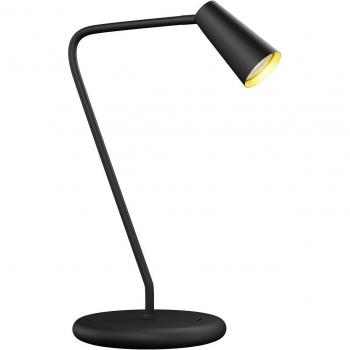 Lámpara de mesa Lucande Angelina, negro-oro, metal, 1 llama, GU10